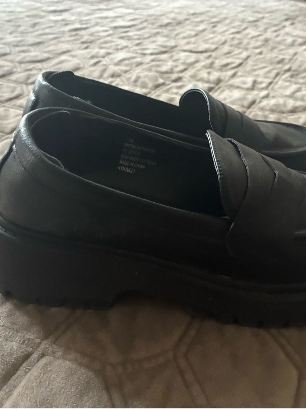 Sincerly Jules Black Lug-Sole Penny Loafers